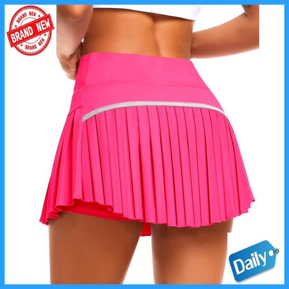High Waisted Pleated Tennis Skort with Built-in Shorts and Pockets